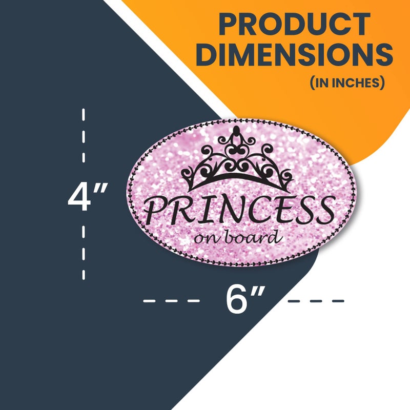 Magnet Me Up Princess On Board Car Magnet Sparkly Glitter Deca, Pink Oval, 4x6 Inches, Heavy-Duty Automotive Magnet for Car, Truck, SUV, Refrigerators, Other Surfaces Cute Driver Magnet - Image 2
